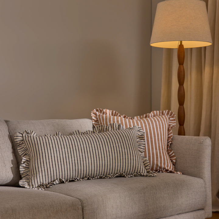 Ruffles Cinnamon Stripe Cushion - Madras Link