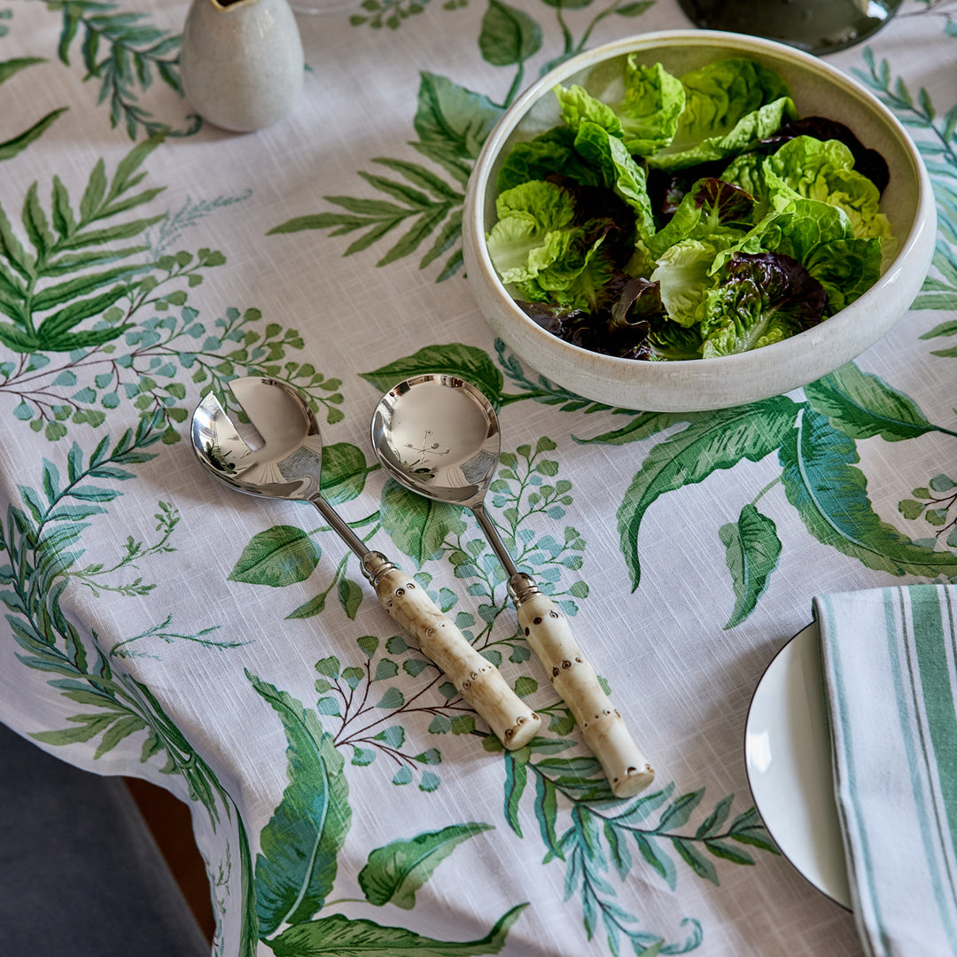 Bahama Bamboo Cream Salad Server Set - Madras Link