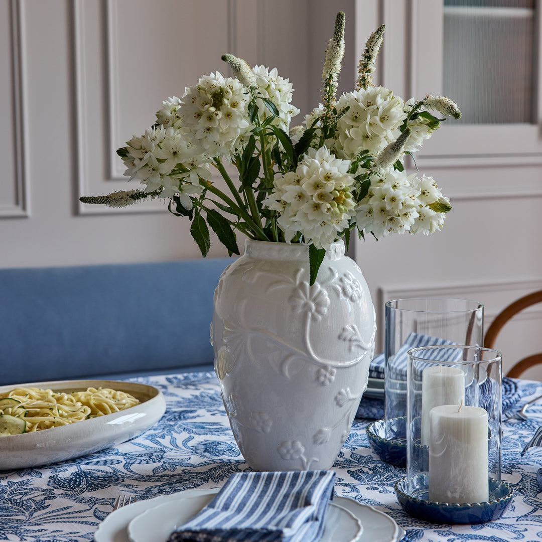 Lille White Embossed Vase Small