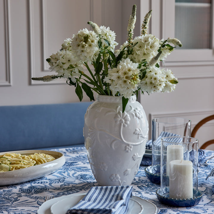 Lille White Embossed Vase Small