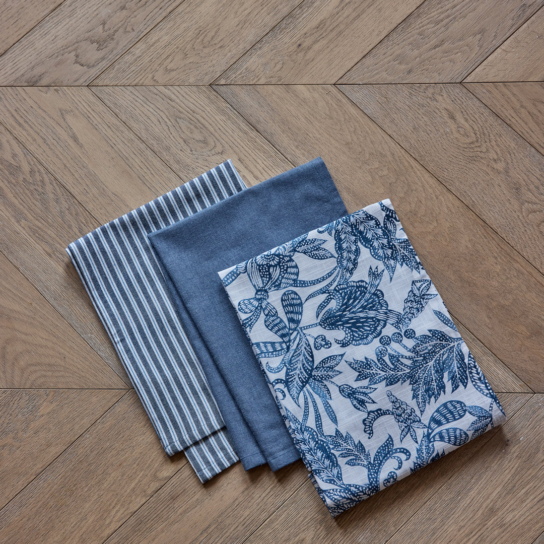Samara Dark Blue Teatowel Pack of 3