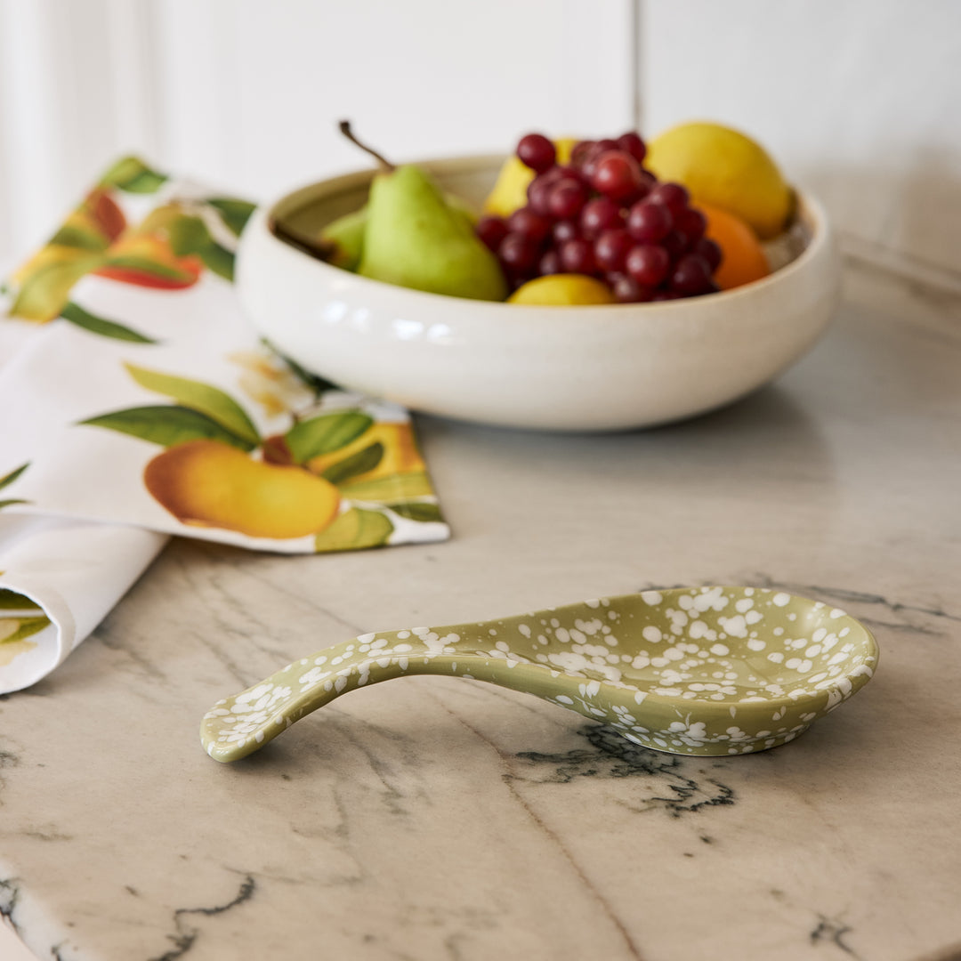 Speckle Green/White Spoon Rest
