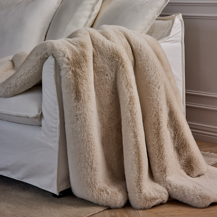 Arctic Cream Faux Fur Throw - Madras Link