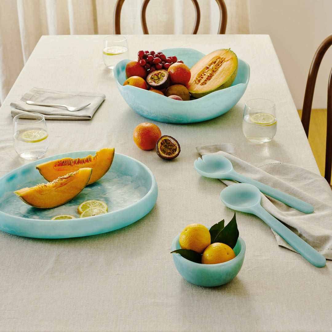 Aries Aqua Salad Server Set - Madras Link
