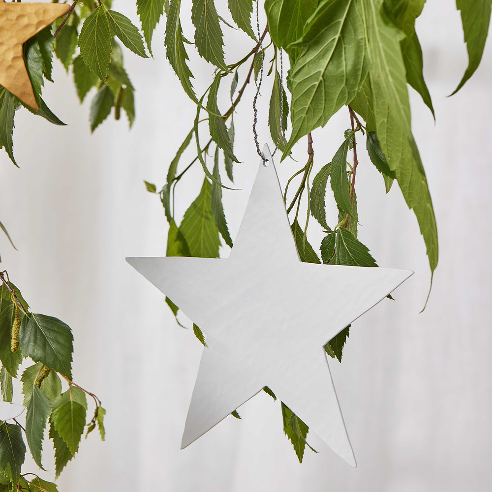 Star White Large Beaten Decoration - Madras Link