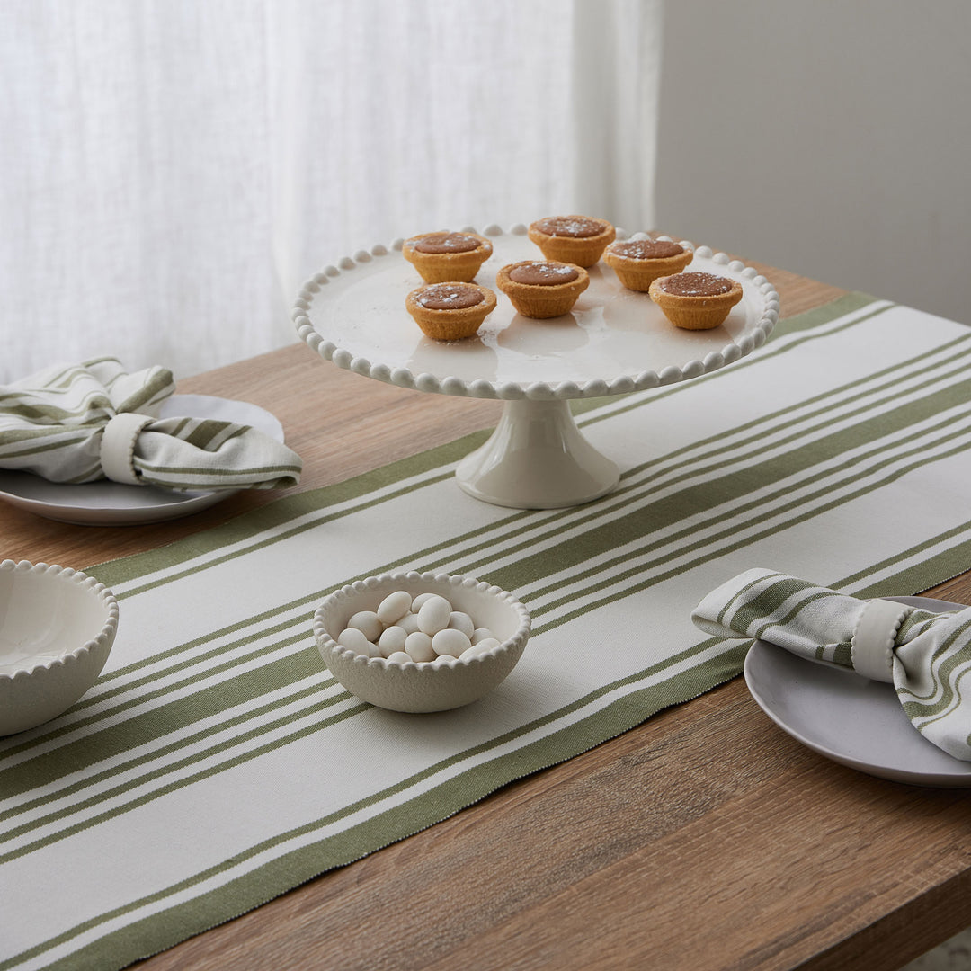 Taylor Stripe Green Rib Table Runner - Madras Link