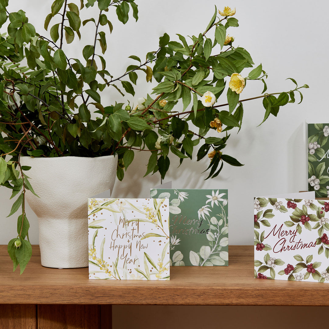 Flannel Flower Christmas Card & Envelope - Set of 8