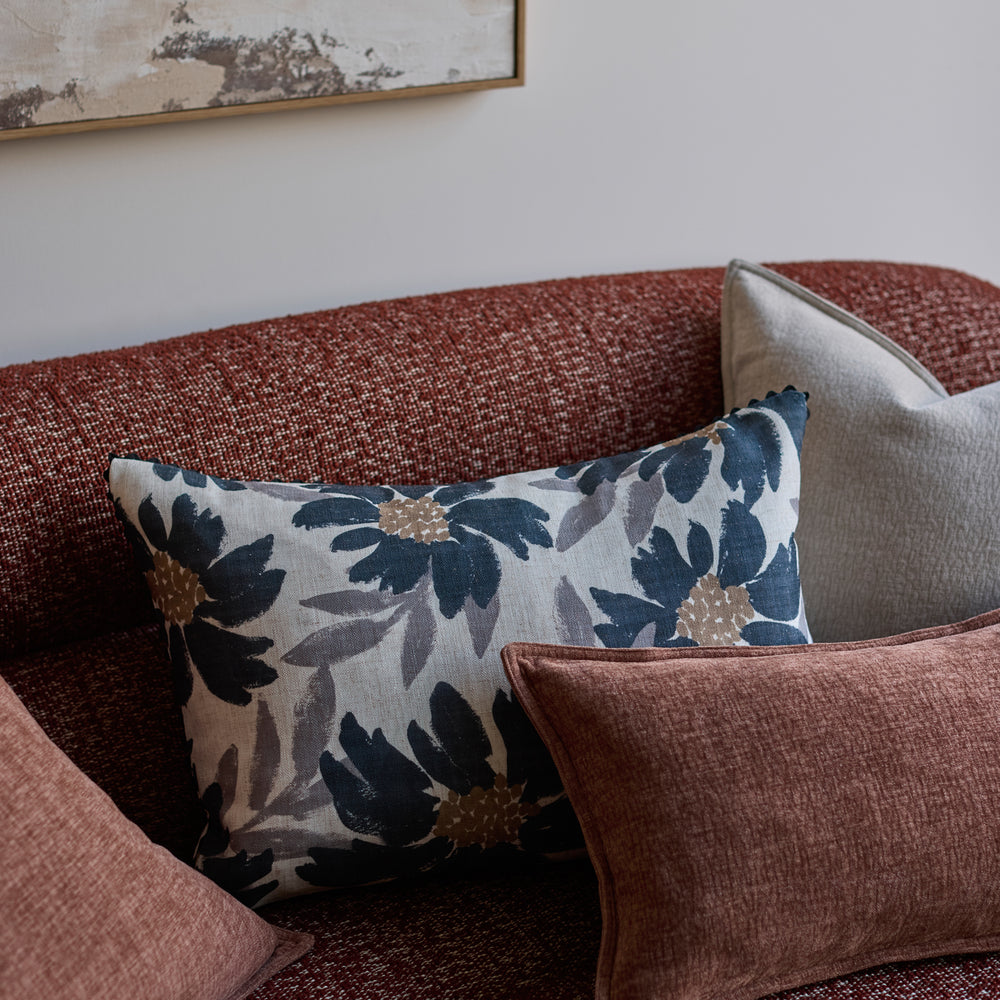 Eve Floral Black/Tan Lumbar Cushion - Madras Link