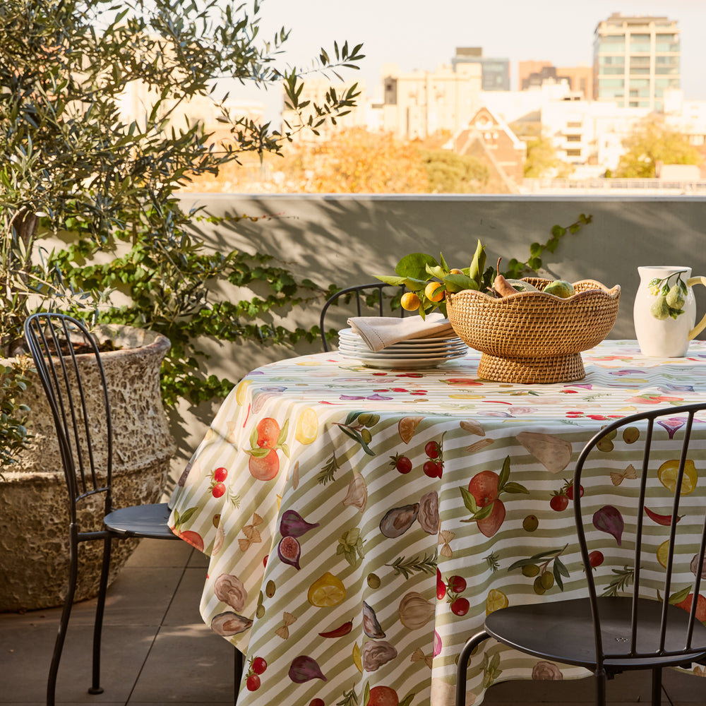 Clovelly Rattan Pedestal Fruit Bowl - Madras Link