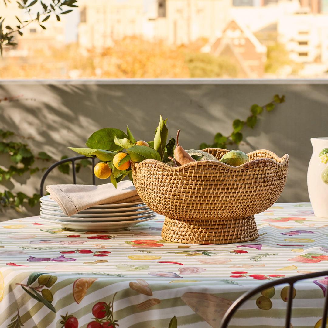 Clovelly Rattan Pedestal Fruit Bowl - Madras Link