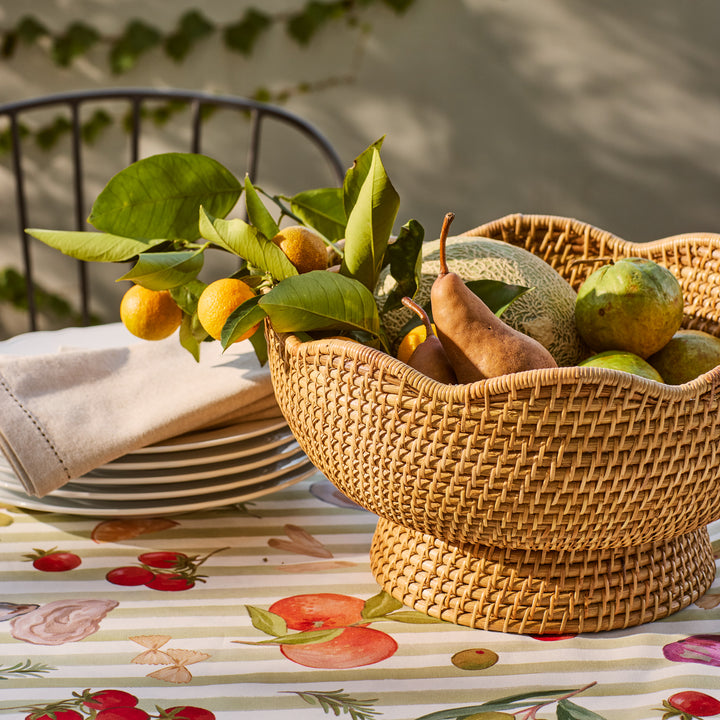 Clovelly Rattan Pedestal Fruit Bowl - Madras Link