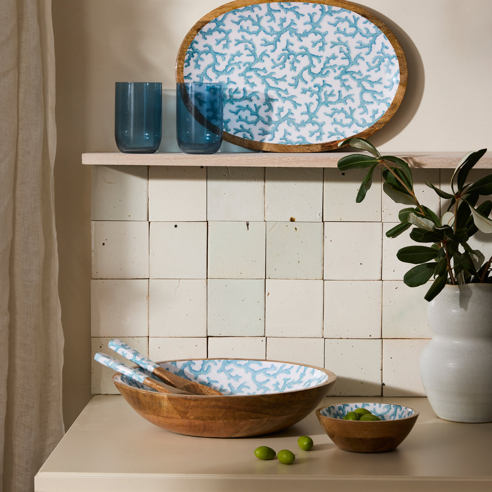 Hayman Coral Blue Oval Platter - Madras Link