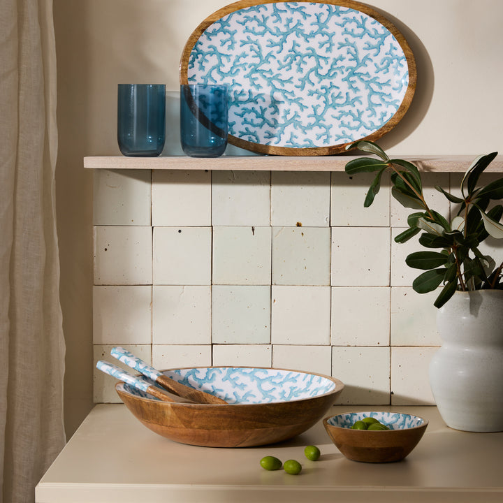 Hayman Coral Blue Oval Platter - Madras Link