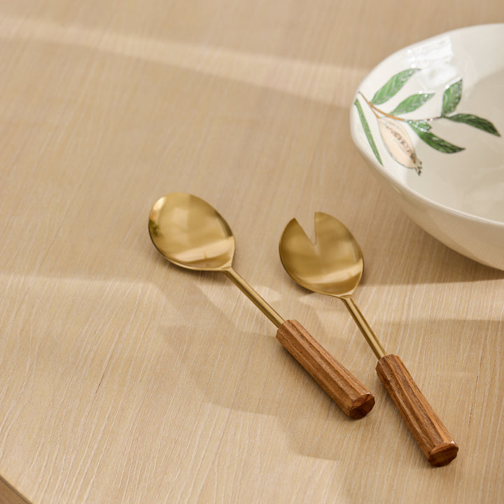 Samara Gold Salad Server Set - Madras Link