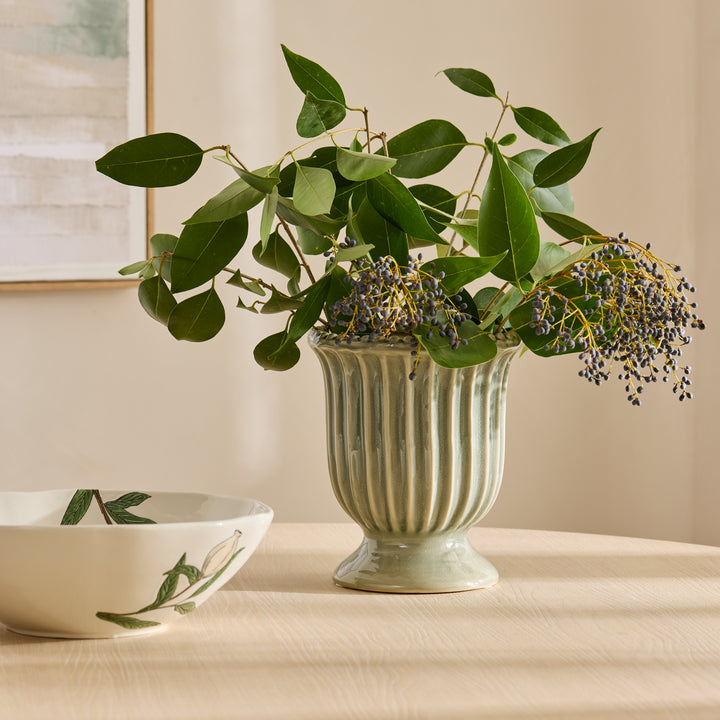 Cassie Sage Green Pedestal Vase - Madras Link