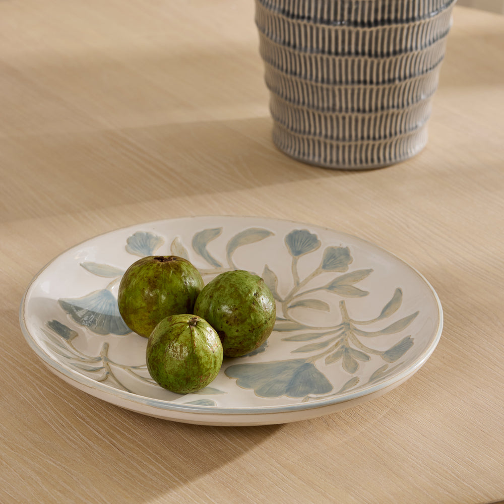 Samara Painted Blue Floral Platter - Madras Link