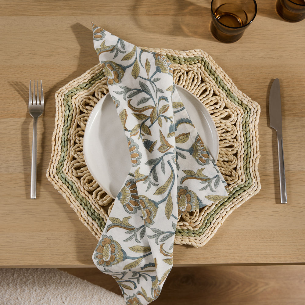 Summer Garden Multi Block Print Napkin Set of 4 - Madras Link