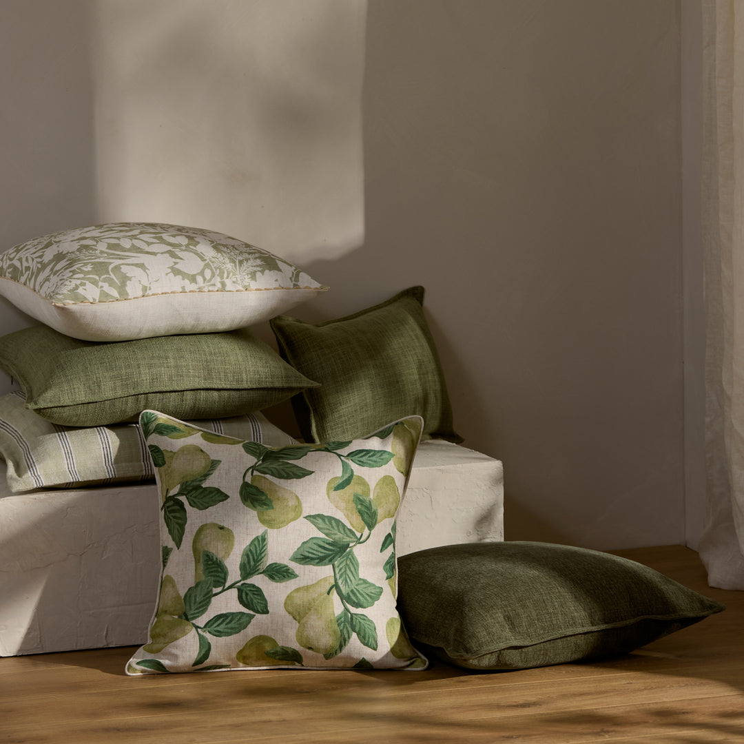 Pear Tree Green Cushion - Madras Link