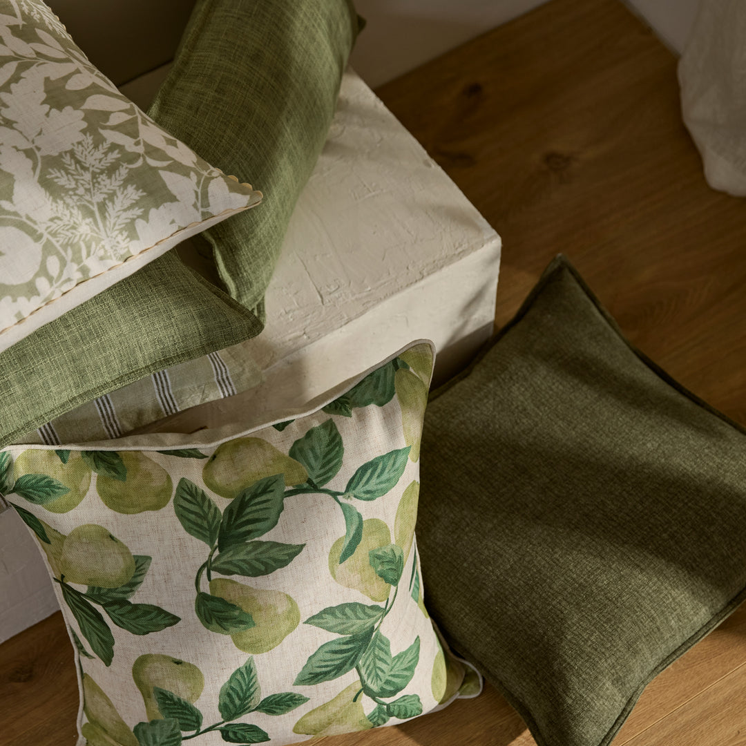 Pear Tree Green Cushion - Madras Link