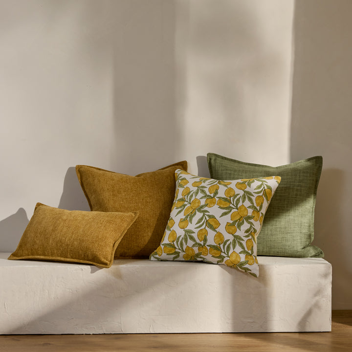 Lemon Block Print Cushion - Madras Link