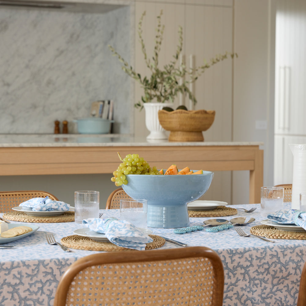 Ceramic Blue Pedestal Bowl - Madras Link