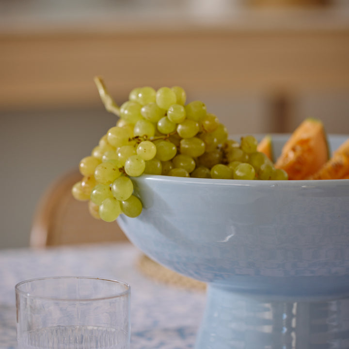Ceramic Blue Pedestal Bowl - Madras Link