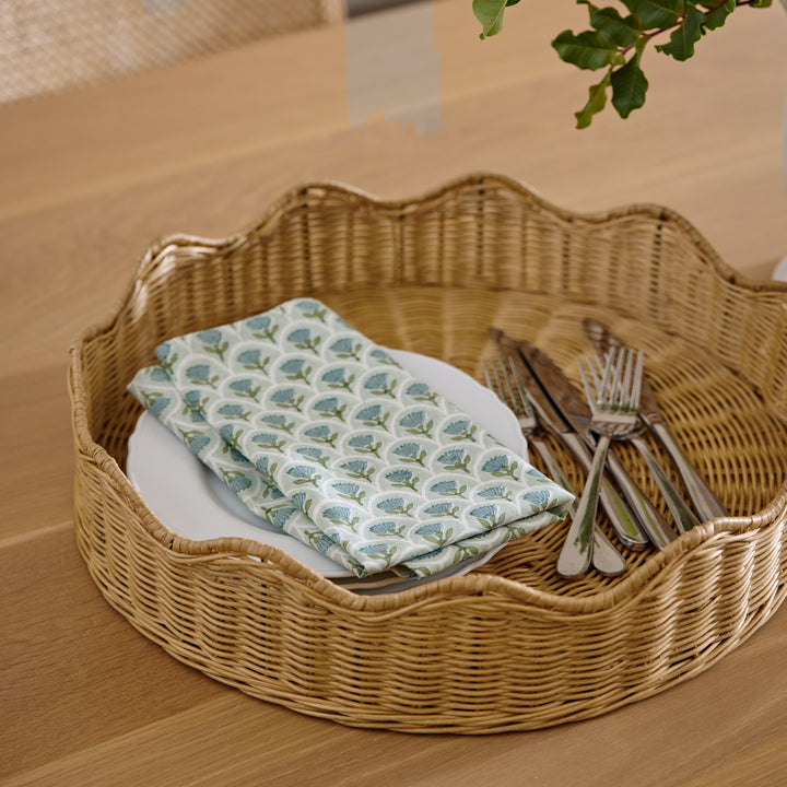 Mali Natural Wavy Round Tray - Madras Link