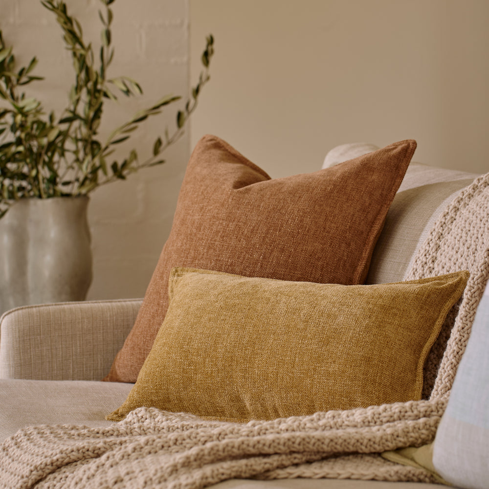 Theo Ochre Lumbar Cushion - Madras Link