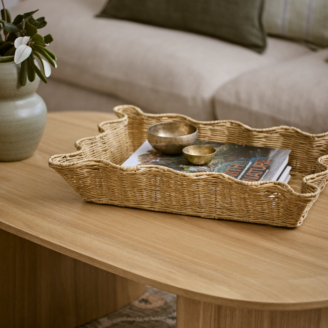 Clovelly Rattan Wavy Tray Set Of 2 - Madras Link