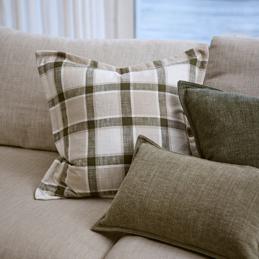 Keaton Green Slub Check Cushion - Madras Link