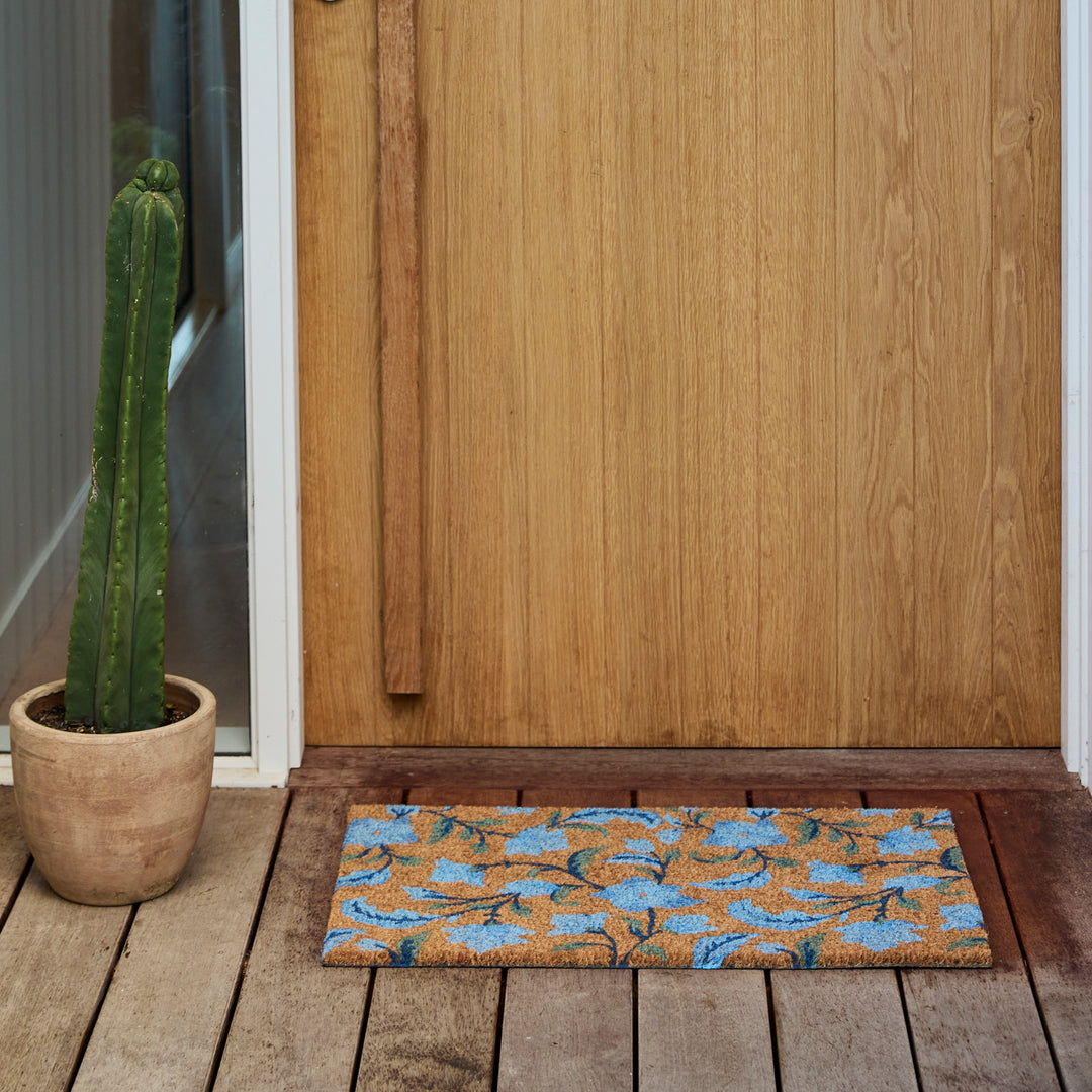 Summer Garden Blue Doormat - Madras Link
