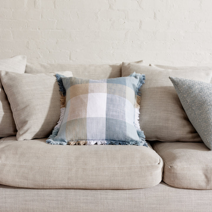 Portside Blue Check Cushion
