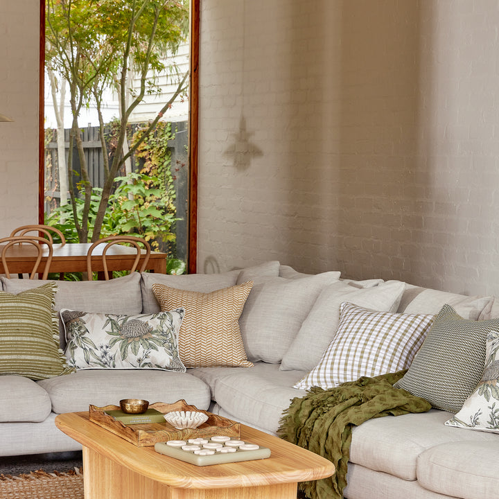 Bolton Green/Beige Woven Cushion