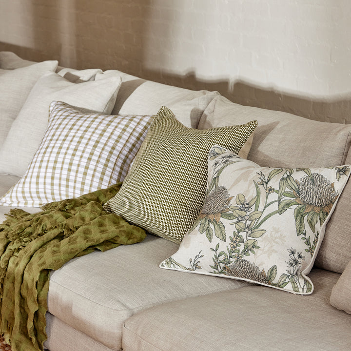 Flynn Olive Woven Cushion