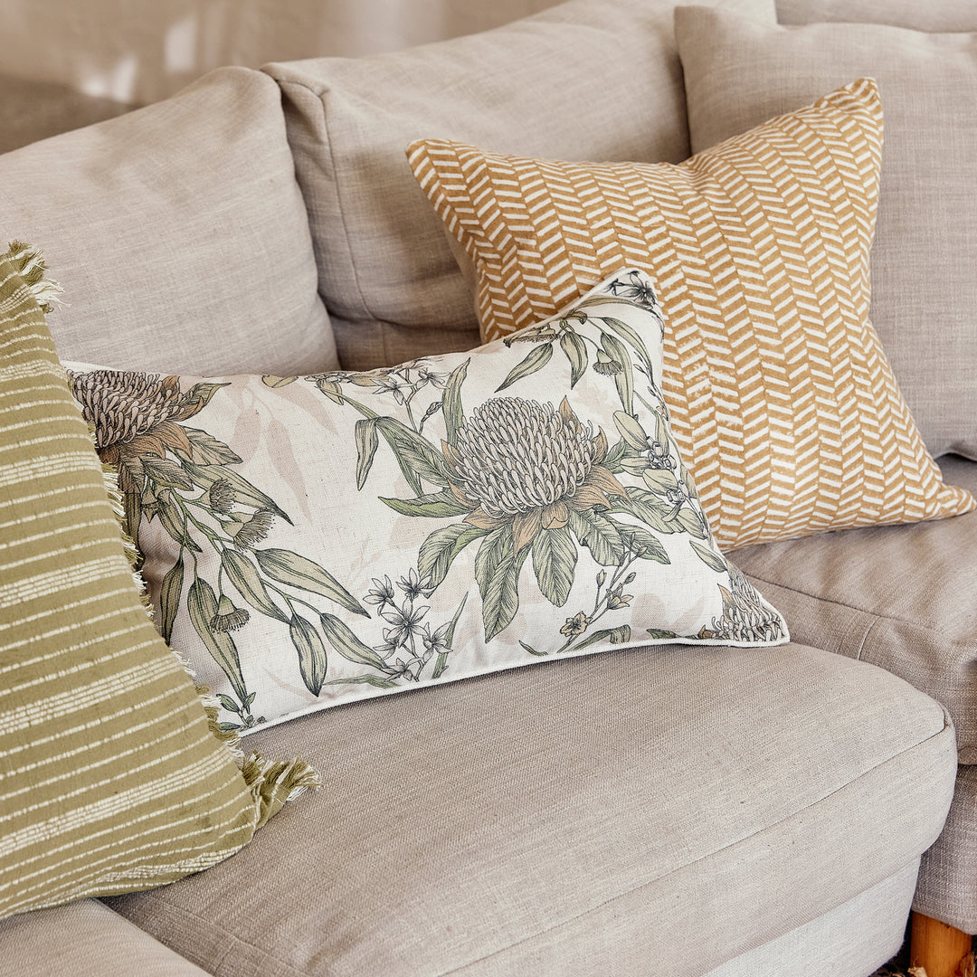 Kyra Ochre Block Print Cushion