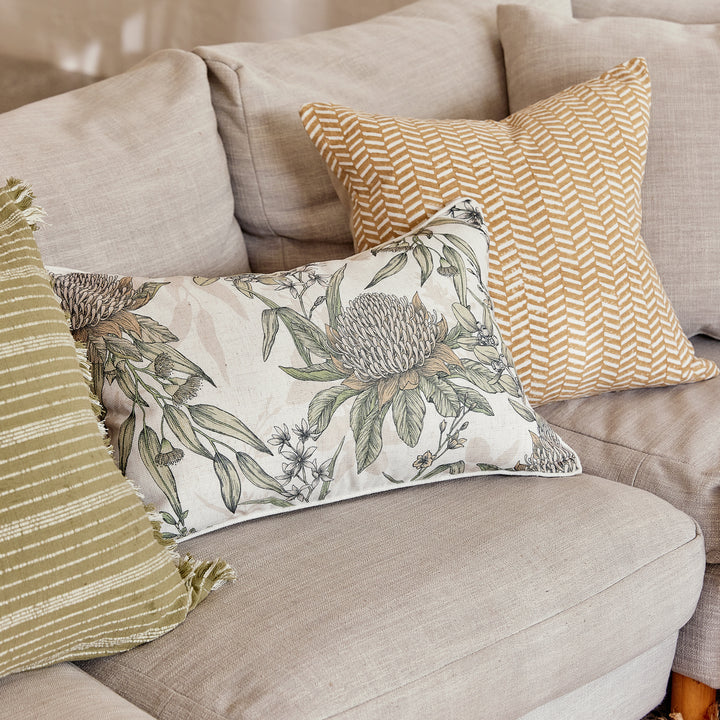 Kyra Ochre Block Print Cushion