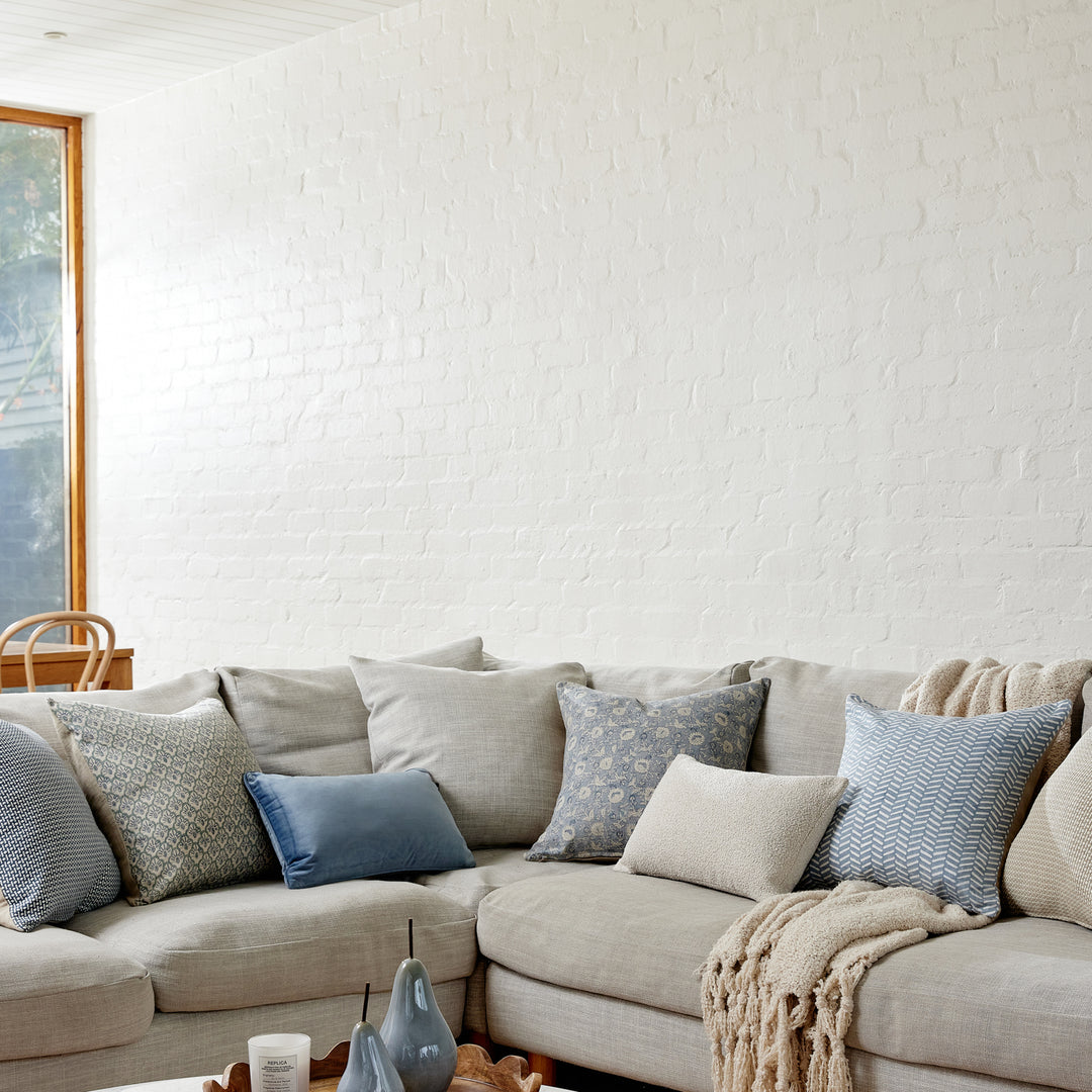Kyra Blue Block Print Cushion