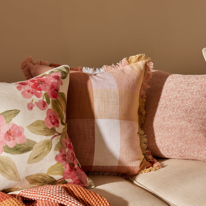 Portside Pink Check Cushion - Madras Link