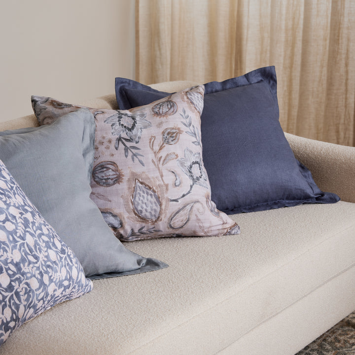 Riley Denim Blue Linen Cushion - Madras Link