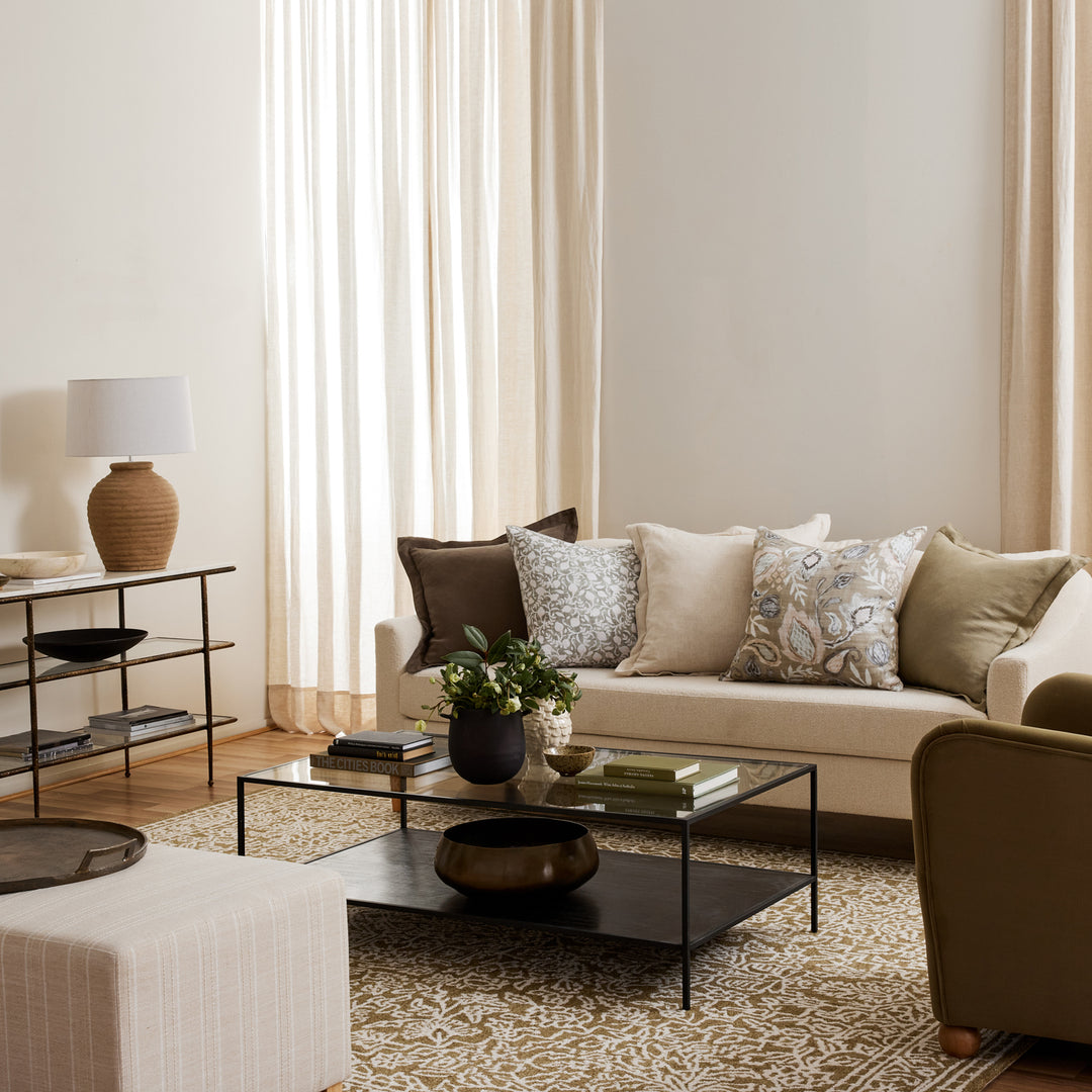 Riley Olive Linen Cushion - Madras Link