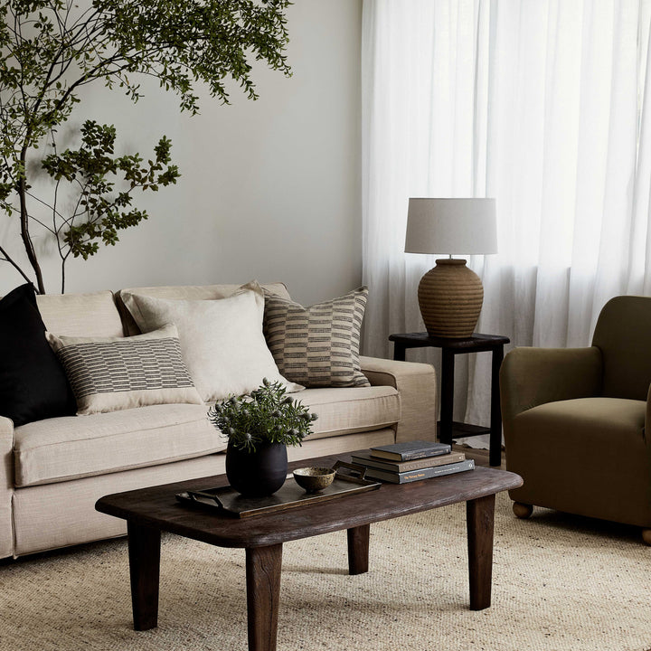 Xavier Black/Natural Linen Lumbar Cushion - Madras Link