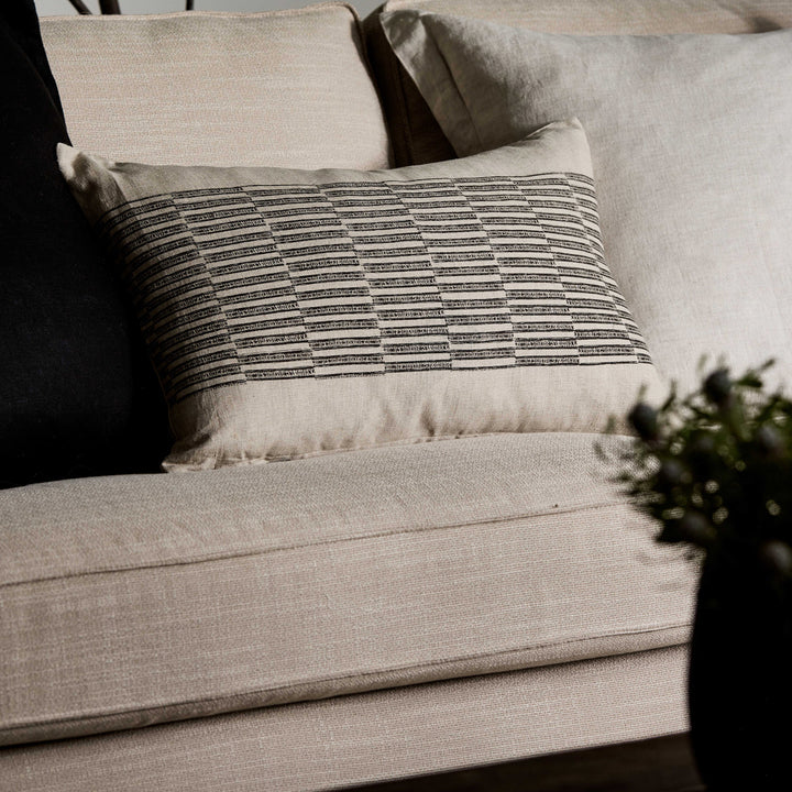 Xavier Black/Natural Linen Lumbar Cushion - Madras Link