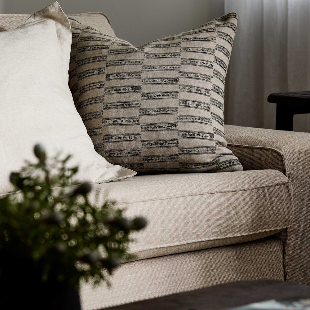 Xavier Black/Natural Linen Cushion - Madras Link