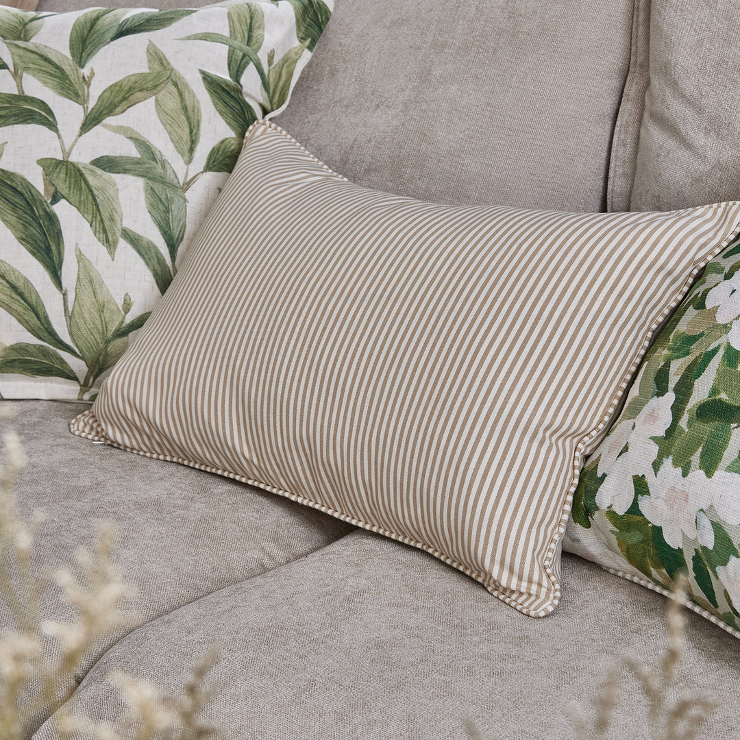 Morris Beige Stripe Lumbar Cushion