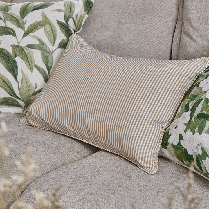 Morris Beige Stripe Lumbar Cushion