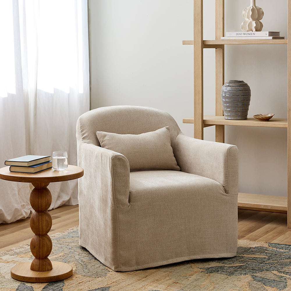 Beau Swivel Armchair Natural Slip Cover - Madras Link