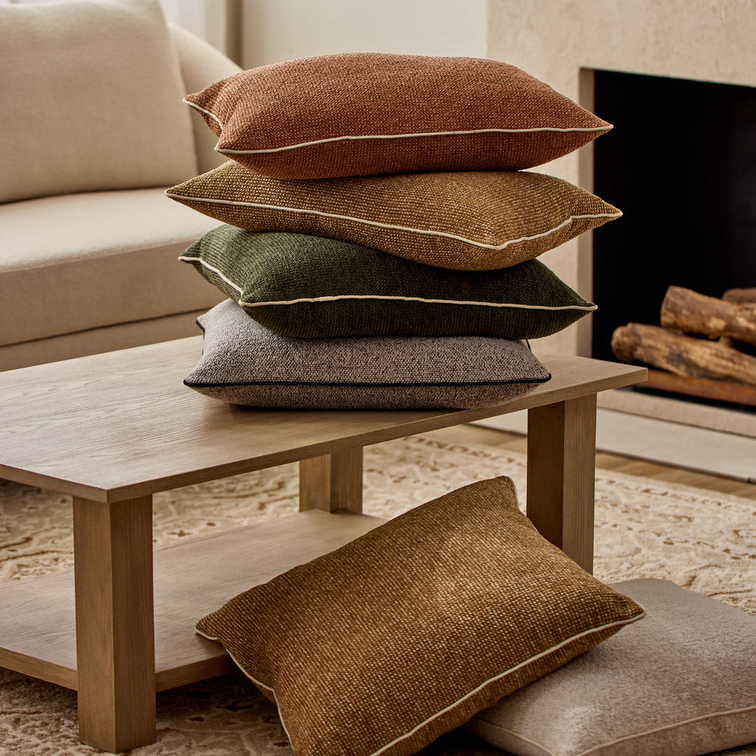 Casey Dark Green Melange Lumbar Cushion - Madras Link