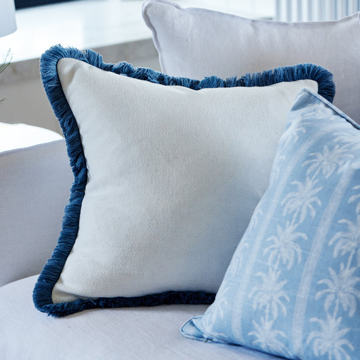 Vera Blue Fringe Cushion - Madras Link