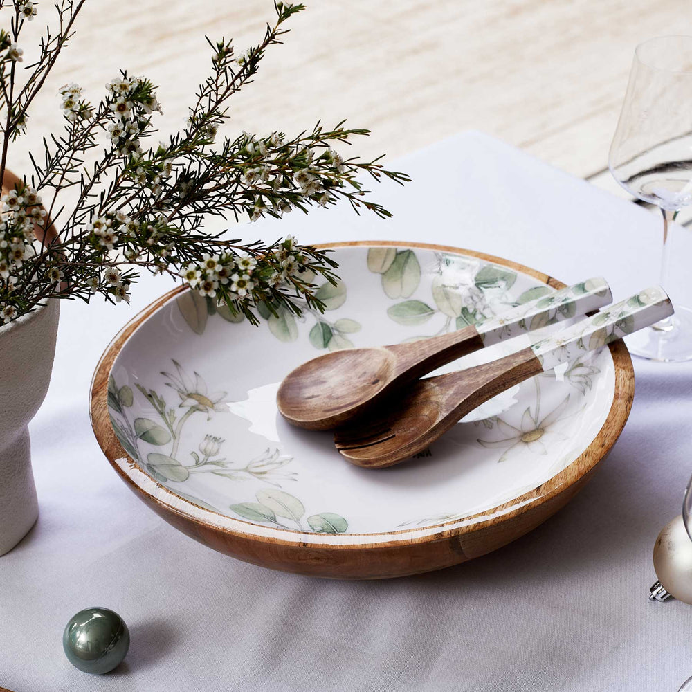 Flannel Flower Salad Servers - Madras Link
