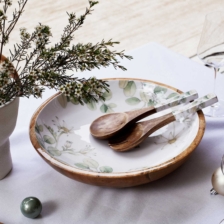 Flannel Flower Salad Servers - Madras Link